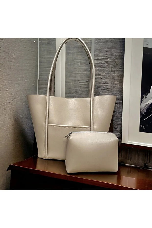 Brown & lite white Nested Shoulder Bag