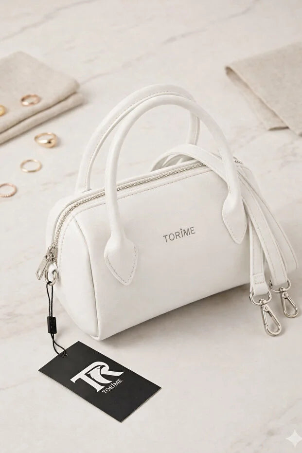 Women's White Hand and Shoulder Bag Soft Texture Zipper Mini Stylish Long Strap Bag with beautiful gift