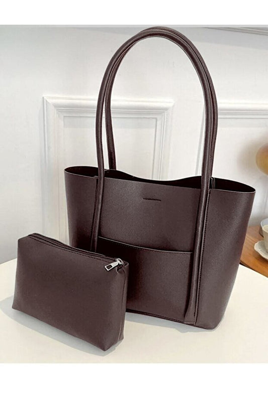 Brown & lite white Nested Shoulder Bag