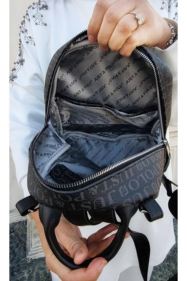 Just Polo Women's Monogram Printed Backpack and Shoulder Bag for Daily Use
