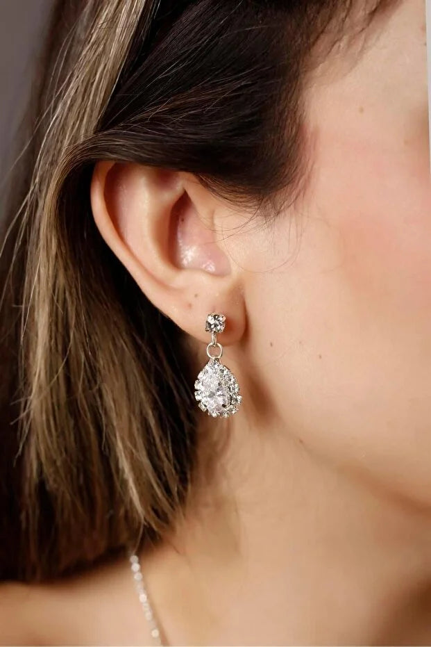 Diamond-Look Waterway Zircon Stone 3-Piece Set Necklace Earrings Bracelet VIP Evening Wear Engagement