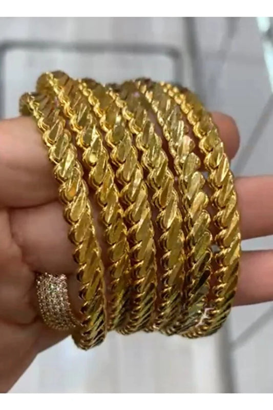 6 Pieces Gold Plated Adana Burma Bracelet (Set of 6)