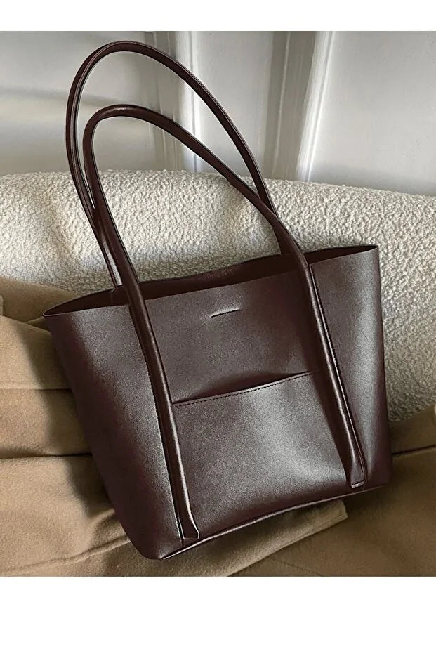 Brown & lite white Nested Shoulder Bag