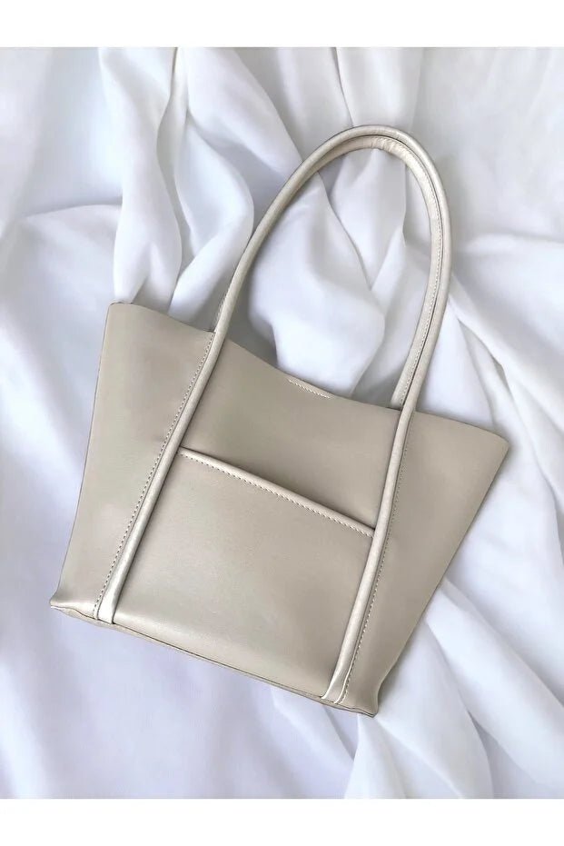 Brown & lite white Nested Shoulder Bag