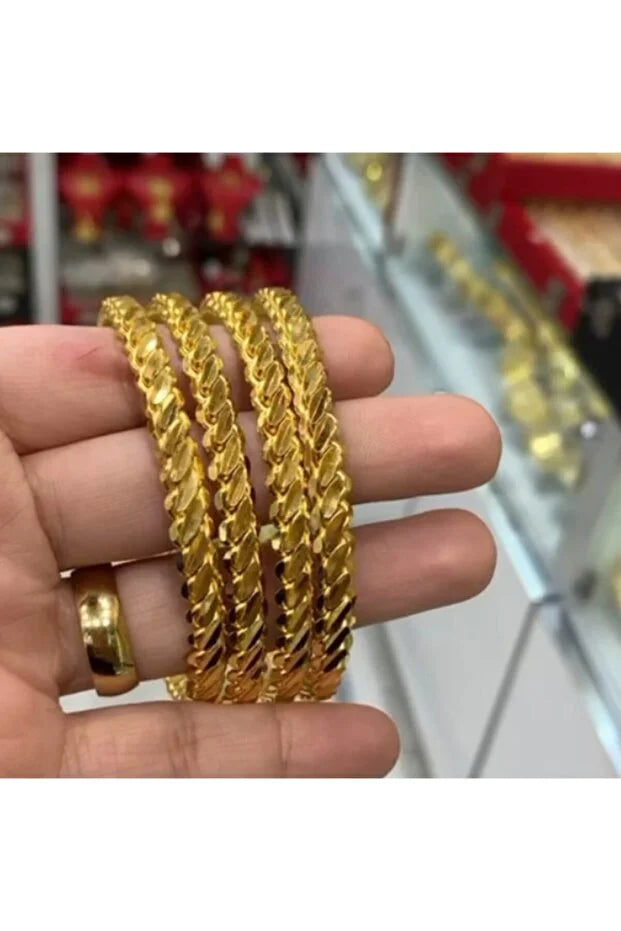 6 Pieces Gold Plated Adana Burma Bracelet (Set of 6)
