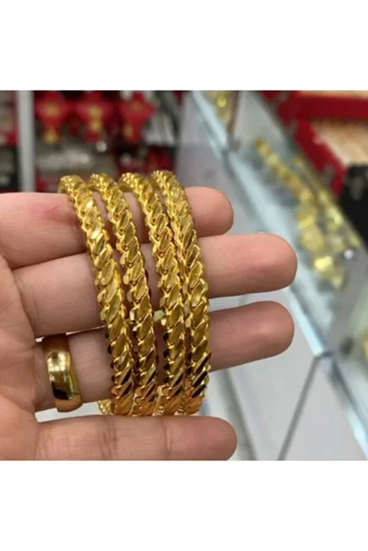 6 Pieces Gold Plated Adana Burma Bracelet (Set of 6)