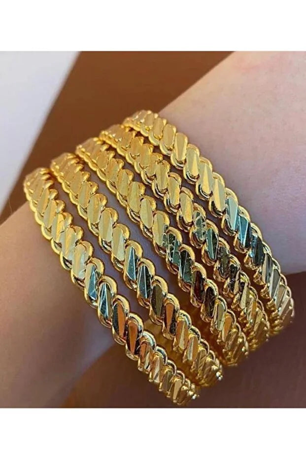 6 Pieces Gold Plated Adana Burma Bracelet (Set of 6)