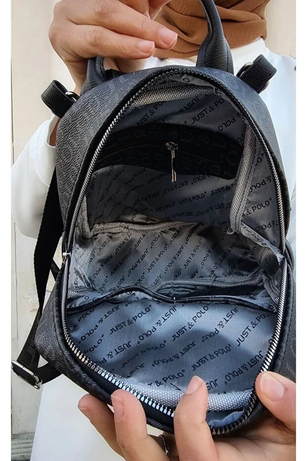 Just Polo Women's Monogram Printed Backpack and Shoulder Bag for Daily Use