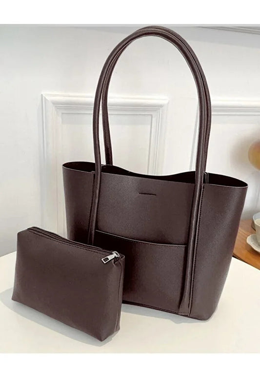 Brown & lite white Nested Shoulder Bag